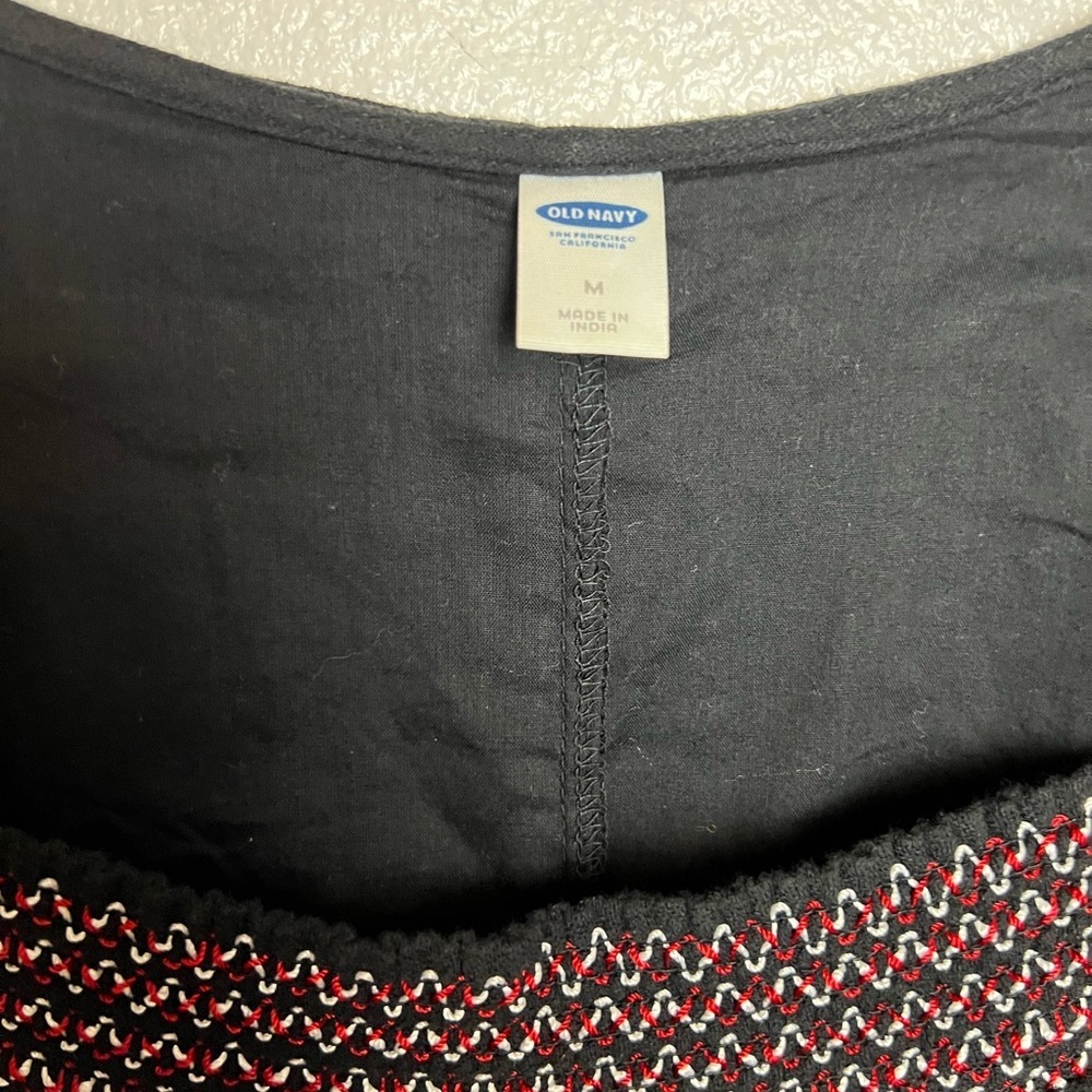 Old Navy Black Casual Gauze Sundress Embroidered Detail  Medium - Picture 4 of 8